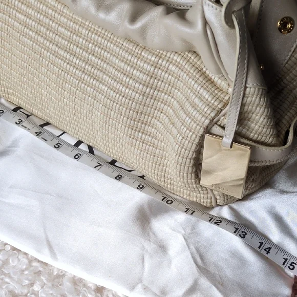 Furla Cream Woven Bag with Gold Accent - Picture 10 of 11